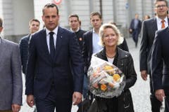 Damian Müller (FDP) wurde im ersten Wahlgang gewählt, Andrea Gmür (CVP) verpasste das absolute Mehr. (Bild: Philipp Schmidli, Luzern, 20. Oktober 2019)