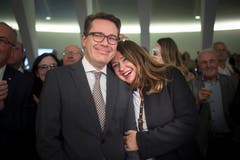 Der CVP-Ständeratskandidat Benedikt Würth freut sich über sein Wahlergebnis. (Bild: Benjamin Manser)