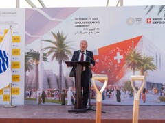 Bundespräsident Ueli Maurer spricht an der Zeremonie zum Spatenstich für den Schweizer Pavillon der Expo 2020 in Dubai. (Bild: @SwissEmbassyUAE @efd_dff)
