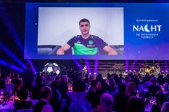 St.Gallens Leonidas Stergiou wurde zum Ostschweizer Fussballer des Jahres gekürt. Er selbst war nicht vor Ort, weil er wohl heute Sonntag gegen Lugano in der Startaufstellung steht. (Bild: Michel Canonica)