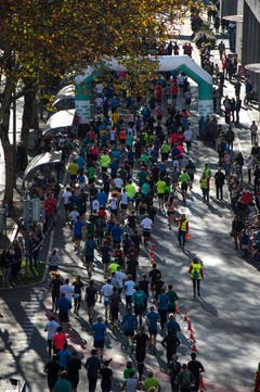 Die Läufer beim Inseli. (Bild: Dominik Wunderli, Luzern, 27. Oktober 2019)