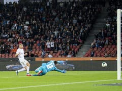 Blaz Kramer erzielt im Duell zwischen dem FC Zürich und dem FC Basel das 3:2 für das Heimteam (Bild: KEYSTONE/ENNIO LEANZA)