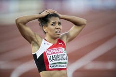 2016: Europameisterschaften AmsterdamGrosser Frust bei Mujinga Kambundji. Über 200 Meter schafft es die Bernerin nicht in den Final und klassiert sich am Ende auf dem elften Rang. (Bild: Keystone)