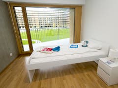 Die Zimmer sollen nach den Jugendspielen als Studentenunterkünfte umgenutzt werden. (Bild: KEYSTONE/LAURENT GILLIERON)