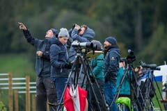 Die Teilnehmer zählen die Vögel, die in Richtung Süden unterwegs sind. (Bild: Dominik Wunderli, Kriens, 5. Oktober 2019)