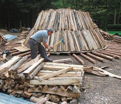 Claude Engeler mit einem Stück Kohle in der Hand – der Dividende für Aktionäre einer Köhleraktie. Bild: Urs Bucher