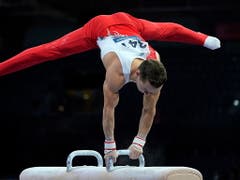Das Pauschenpferd war der einzige Schwachpunkt der Schweizer Mannschaft mit Christian Baumann (Bild: KEYSTONE/EPA/RONALD WITTEK)