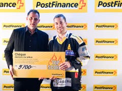 Philip-Michael Devos (rechts) führt als Vorjahressieger in der Swiss League die Skorerliste bereits wieder an (Bild: KEYSTONE/PPR/MANUEL LOPEZ)