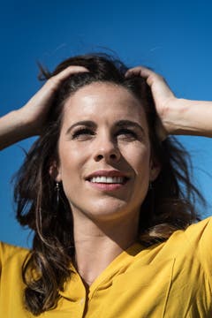 SRF-Sportmoderatorin Sibylle Eberle beim Fotoshooting im Leutschenbach. (Bild: Michel Canonica)