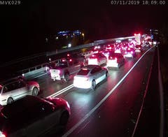 A2 Rothenburg, Blickrichtung Luzern, Aufnahme von 18.09 Uhr. (Bild: Luzernmobil.ch)