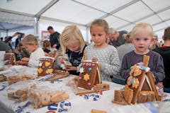 Alissa, Jana, Leona und Louisa zeigen stolz ihre Werke. (Bild: Corinne Glanzmann, Malters, 9. November 2019)