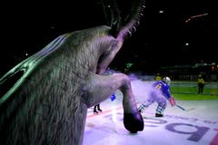 Davos' Goalie Gilles Senn betritt das Eis, beim Eishockey-Qualifikationsspiel der National League A zwischen dem HC Davos und dem EV Zug, am Dienstag, 12. Februar 2019, in der Vaillant Arena in Davos. (KEYSTONE/Gian Ehrenzeller)