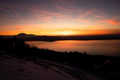 Abendrot über dem Zugersee. (Bild: Daniel Hegglin, Zugerberg, 13. Februar 2019)