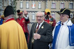 Beim Baustellenrundgang sind jeweils die Luzerner Fasnachtsgewaltigen dabei.