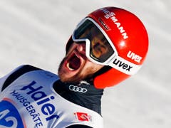 Der Siegesschrei des neuen Weltmeisters: Markus Eisenbichler (Bild: KEYSTONE/AP/MATTHIAS SCHRADER)