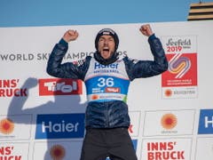 Sprung aufs Podest: Killian Peier hat allen Grund zum Jubeln (Bild: KEYSTONE/EPA/CHRISTIAN BRUNA)