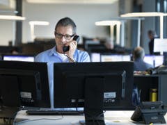 News-Journalist am Sitz von Keystone-SDA in Bern. (Bild: Keystone/GAETAN BALLY)