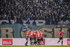 Krienser Jubel nach dem Ausgleichstreffer. (Bild: Andy Müller/freshfocus (Zürich, 28. Februar 2019))
