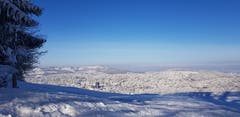 Aussicht auf die verzuckerte Stadt St. Gallen vom Freudenberg her. (Bild: Selina Schmutz)