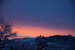 Der Säntis im Morgenrot von Engelburg aus. (Bild: Andrea Pohle)