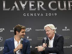 Federer und Borg geben über den Laver Cup 2019 Auskunft, der vom 20. bis 22. September in der Genfer Palexpo-Halle über die Bühne gehen wird (Bild: Keystone/SALVATORE DI NOLFI)