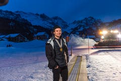 Fabian Bösch bei seiner Ankunft. (Bild: Roger Grütter, Engelberg, 9.Februar 2019)