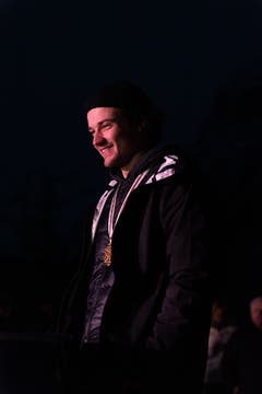 Die Freude über den Empfang war Fabian Bösch anzusehen. (Bild: Roger Grütter, Engelberg, 9.Februar 2019)