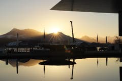 Sonnenaufgang bem KKL Luzern. (Bild: Xaver Husmann, Luzern, 12. März 2019)