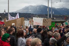 Demonstration gegen den Klimawandel in der Stadt Luzern. (Bild: Dominik Wunderli, Luzern, 15. März 2019)