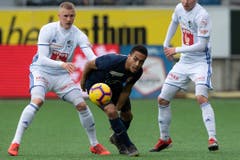 Marvin Schulz, Innenverteidiger, 4,5 Spielt wiedermal in der Verteidigung statt im Mittelfeld, weil Cirkovic verletzt fehlt. Macht seine Sache in der Defensive gut, vorne tritt er einen schwachen Freistoss. (Bild: KEYSTONE/Peter Schneider, Thun, 17. März 2019)
