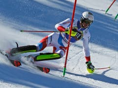 Ramon Zenhäusern unterwegs zur zweitbesten Zeit im ersten Lauf (Bild: KEYSTONE/AP/GABRIELE FACCIOTTI)