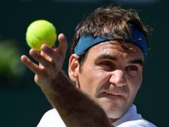 Vor dem Final wurde Roger Federer in Indian Wells nur 1x gebreakt - in der 1. Runde vom Deutschen Peter Gojowczyk (6:1, 7:5). Dominic Thiem nahm «King Roger» aber gleich 3x den Aufschlag ab (Bild: KEYSTONE/AP/MARK J. TERRILL)