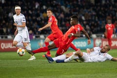 Breel Embolo, Note 4.5: Das Tor als Belohnung für einen erfreulichen Auftritt gelingt nicht. Zeigt, dass er seine Verletzung überstanden hat. (Bild: KEYSTONE/Ennio Leanza, Tiflis, 23. März 2019)