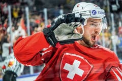 3. Preis Sport: Tristan Scherwey jubelt nach dem 1:0 an der WM gegen Kanada. (Bild: Andy Müller / Freshfocus)