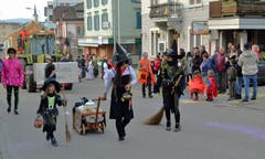 Zumindest eine kleine Hexenfamilie durfte im Umzug in Ebnat-Kappel natürlich nicht fehlen. (Bild: Peter Jenni, 2. März 2019)