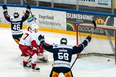 Hier landet der Puck im Lausanner Tor. (Bild: KEYSTONE/Alexandra Wey, 30. März 2019)