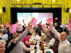 Die Delegierten der SVP Schweiz fassten am Samstag die Nein-Parole zur eidgenössischen Vorlage über die EU-Waffenrichtlinien. (Bild: KEYSTONE/GIAN EHRENZELLER)
