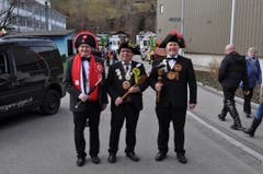 Noch nie dagewesen: Diese drei Zunftmeister heissen alle Willi. Von links: Willi Giger von der Chäppelizunft (Wolhusen), Willi Emmenegger von der Gigezunft (Doppelschwand) und Willi Giger von der Chräjezunft (Entlebuch). (Bild: Willi Emmenegger, Wolhusen, 3. März 2019)