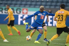 Blessing Eleke, Mittelstürmer, 4 Agiert mehrfach zu eigensinnig. Seine einzige gute Aktion: der verwertete Penalty zum 3:1. (Bild: Boris Bürgisser, Luzern, 10. April 2019)