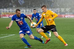 Christian Schneuwly, Offensives Mittelfeld, 4 Er spielt insbesondere in der ersten Hälfte einige gute Bälle. Doch genau wie seine Offensiv-Kollegen ist er zu wenig entschlossen. (Bild: Claudio de Capitani/freshfocus, Luzern, 10. April 2019)