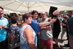 Auf der Bundesratsreise macht Doris Leuthard Halt in Sarnen. (Bild: Roger Zbinden, 7. Juli 2017)