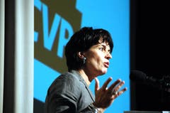 Doris Leuthard sprach in Sarnen auf Einladung der CVP Obwalden über die künftige Energiepoliti. (Bild Markus von Rotz, 28. September 2011