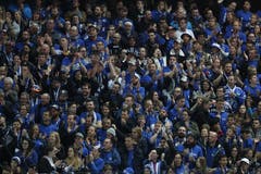 Die Fans des EV Zug. (Bild: KEYSTONE/Alexandra Wey, Zug, 13. April 2019)