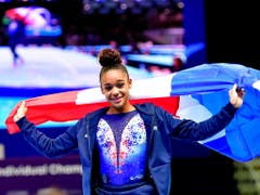 Mélanie de Jesus dos Santos war die erfolgreichste Athletin in Stettin und sicherte sich nach Gold im Mehrkampf auch den Titel am Boden (Bild: KEYSTONE/EPA PAP/MARCIN BIELECKI)