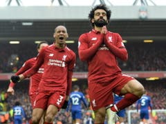 Das Anfield-Stadion bebt nach dem 2:0, Torschütze Mohamed Salah ruht (Bild: KEYSTONE/EPA/PETER POWELL)