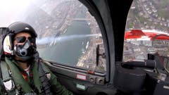 Manöver der Patrouille Suisse über der Stadt Luzern. (Bild: Luftwaffe, 12. April 2019)