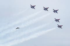 Die Patrouille Suisse trainiert für die Jubiläumsschau am 24. und 25. Mai. (Bild: Boris Bürgisser, Emmen, 12. April 2019)