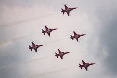 Die Patrouille Suisse trainiert für die Jubiläumsschau am 24. und 25. Mai. (Bild: Boris Bürgisser, Emmen, 12. April 2019)
