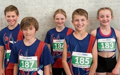 13 Starts, 13 persönliche Bestleistungen (von links): Jamie Graf, Mattia Weder, Leonie Van Renterghem, Fabio Hutter und Luna Bellino vom STV Marbach.