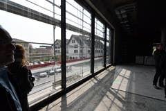 1. Obergeschoss, Kassenbereich des Supermarktes.